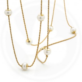 Pearl with Gold Twist Necklace